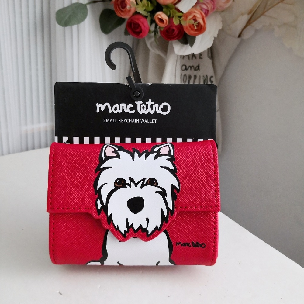 New MARC TETRO Terrier Dog Red Westie Small Keychain Wallet